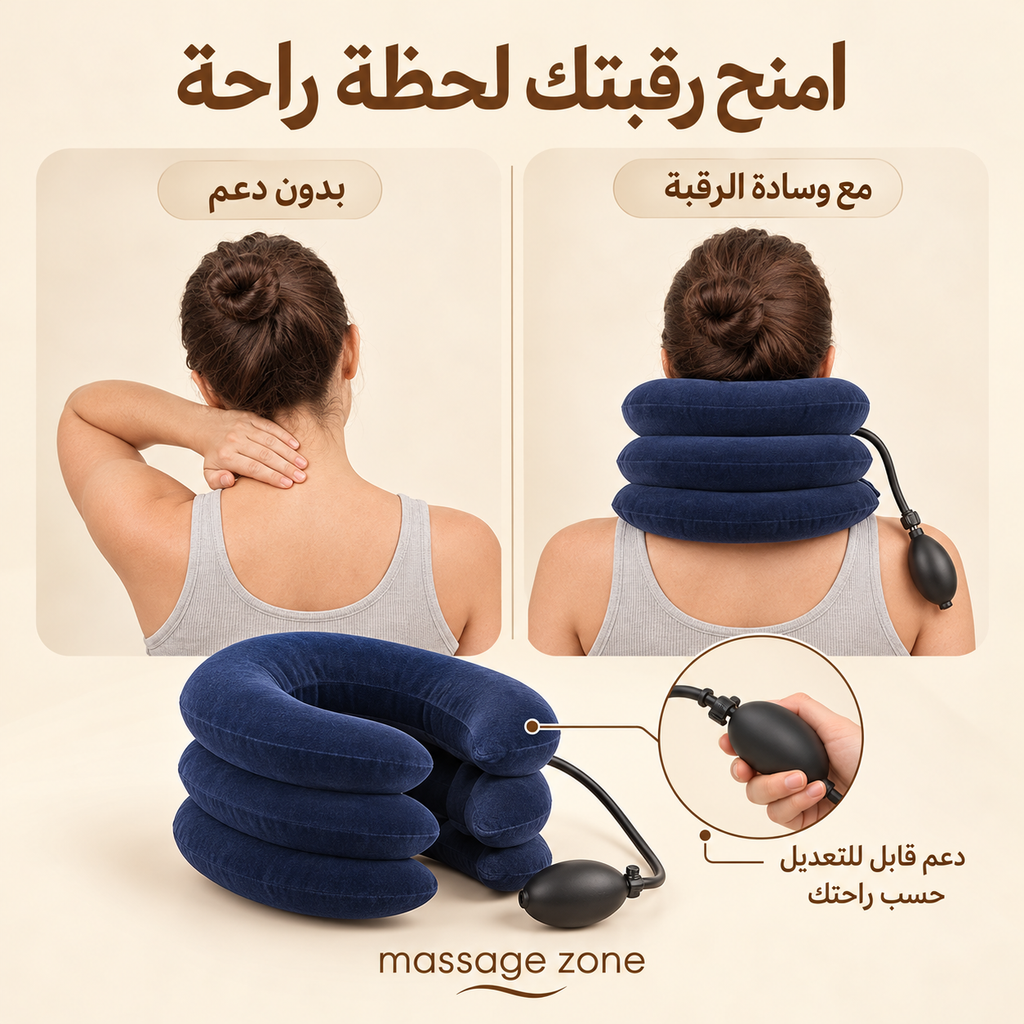 Adjustable Inflatable Neck Support Pillow with Hand Pump