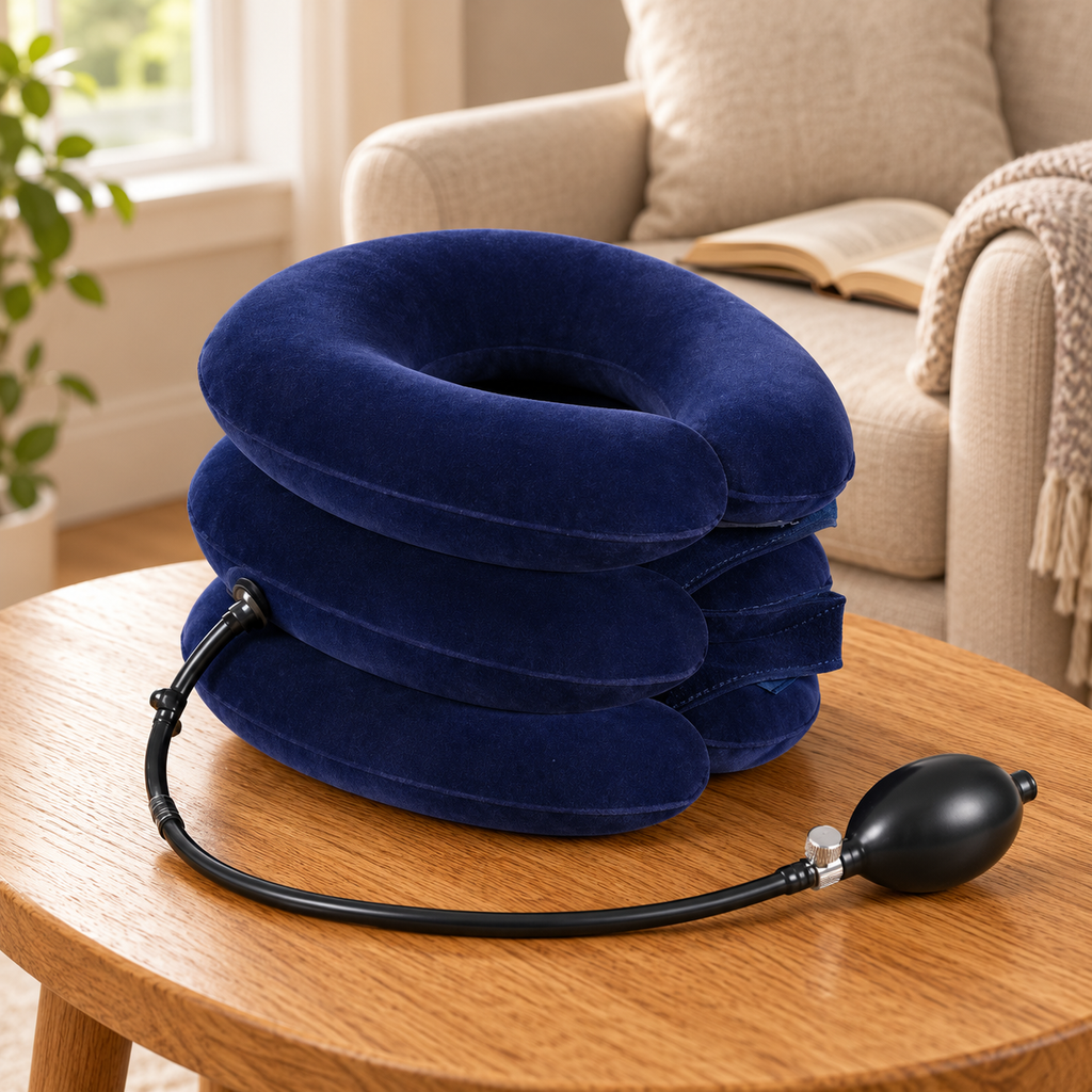 Adjustable Inflatable Neck Support Pillow with Hand Pump